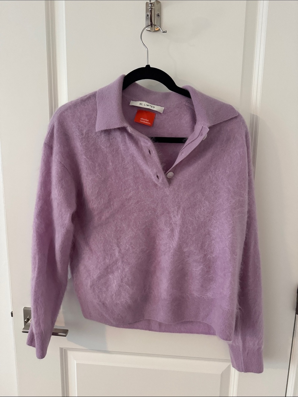 A.L.C. Lavender Fuzzy Polo Sweater - Soft Collared Knit